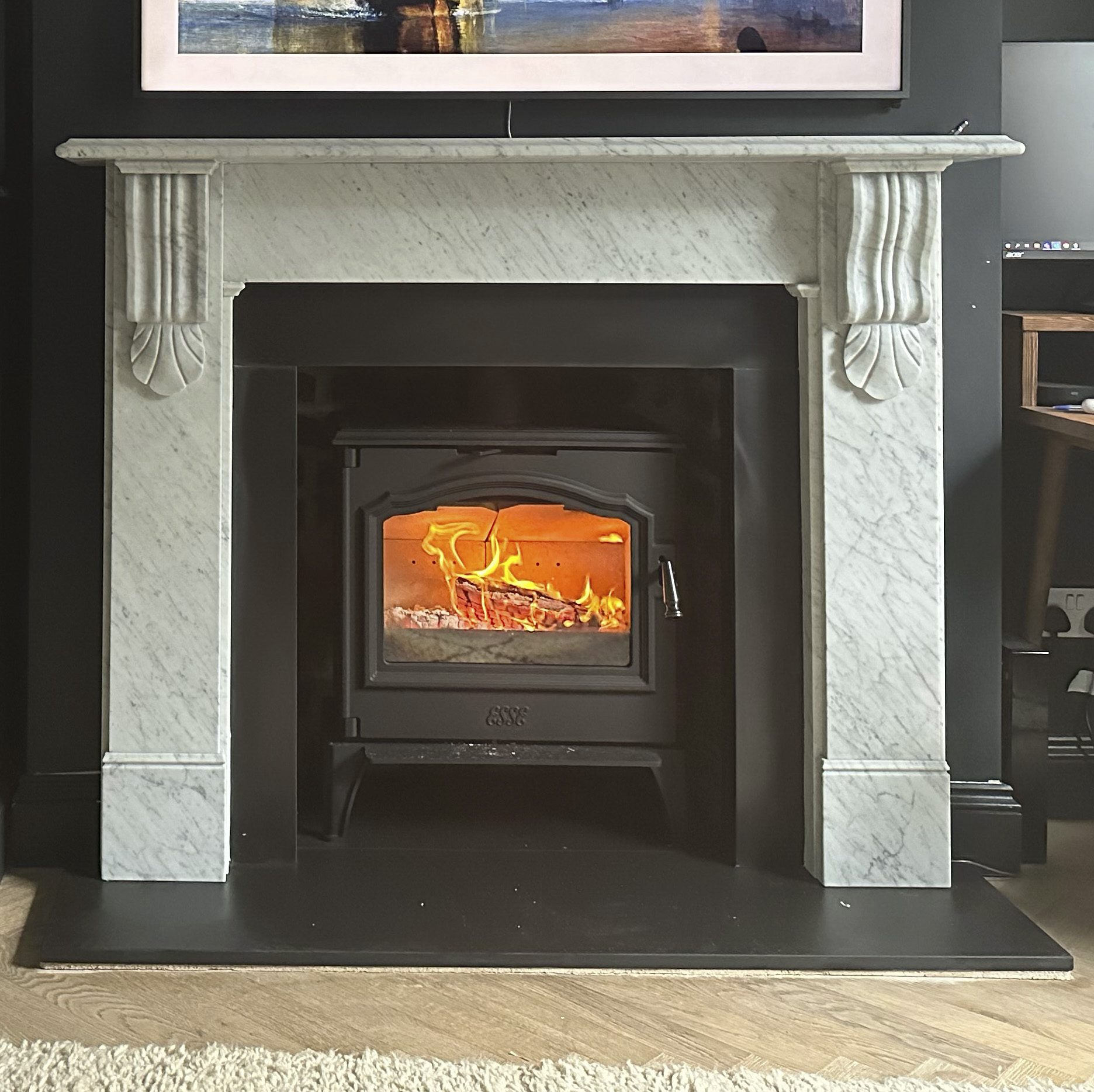 Carrara marble Corbel mantel